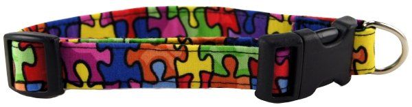 Autism Awareness Rainbow Puzzle Dog Collar (Option: X-Small)