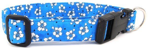Blue Hawaiian Flowers Dog Collar (Option: X-Small)