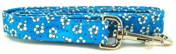 Blue Hawaiian Flowers Dog Leash (Option: X-Small)