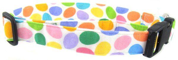 Colorful Easter Eggs on White Dog Collar (Option: X-Small)