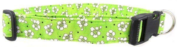 Green Hawaiian Flowers Dog Collar (Option: X-Small)