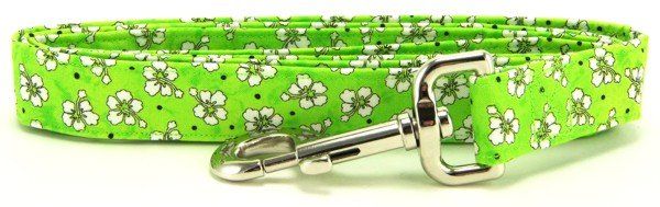 Green Hawaiian Flowers Dog Leash (Option: X-Small)