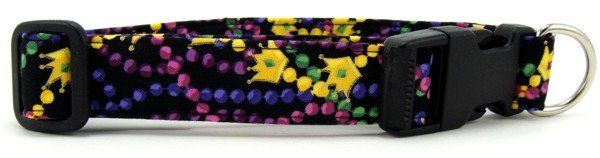 Mardi Gras Beads & Crowns Dog Collar (Option: X-Small)