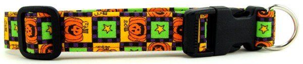 Pumpkin Squares Dog Collar (Option: Small)