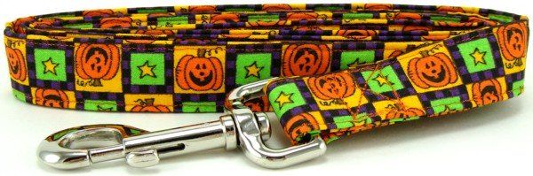 Pumpkin Squares Dog Leash (Option: Small)