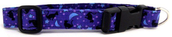 Purple Cats & Stars Dog Collar (Option: X-Small)