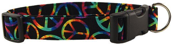 Rainbow Peace Signs Dog Collar (Option: Small)