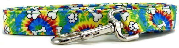 Rainbow Tie Dye Bones & Paws Dog Leash (Option: X-Small)