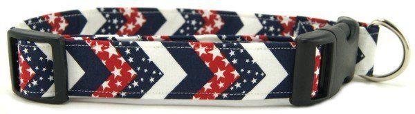 Red White & Blue Chevrons Dog Collar (Option: X-Small)