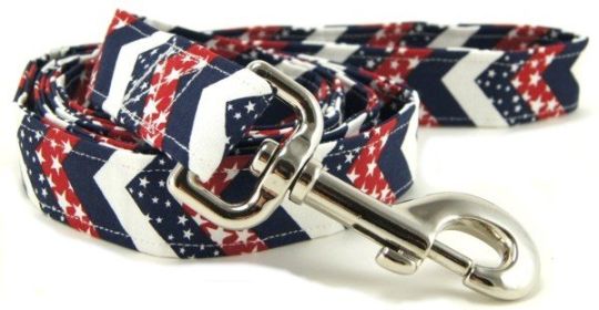 Red White & Blue Chevrons Dog Leash (Option: X-Small)