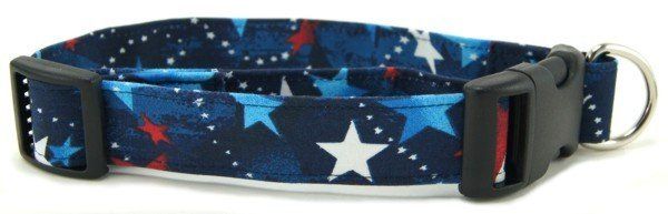 Red White & Blue Shooting Stars Dog Collar (Option: X-Small)