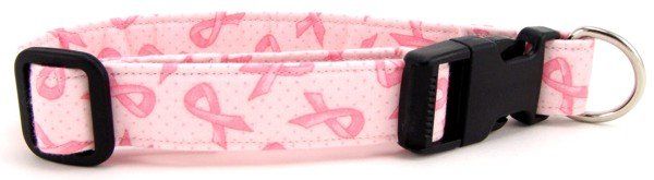 Tossed Pink Ribbon Dog Collar (Option: X-Small)