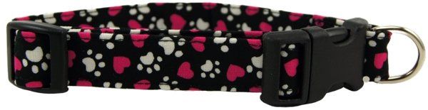 Magenta Hearts and Paws Dog Collar (Option: X-Small)