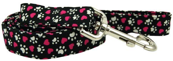 Magenta Hearts and Paws Dog Leash (Option: X-Small)