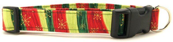 Wavy Christmas Stripes Dog Collar (Option: X-Small)