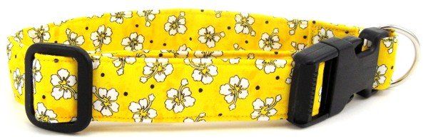 Yellow Hawaiian Flowers Dog Collar (Option: X-Small)